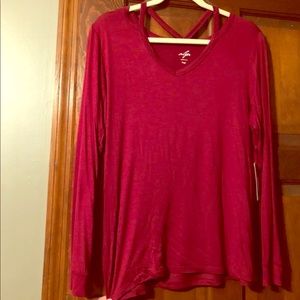 NWT Francesca’s Cut Out Long Sleeve Shirt
